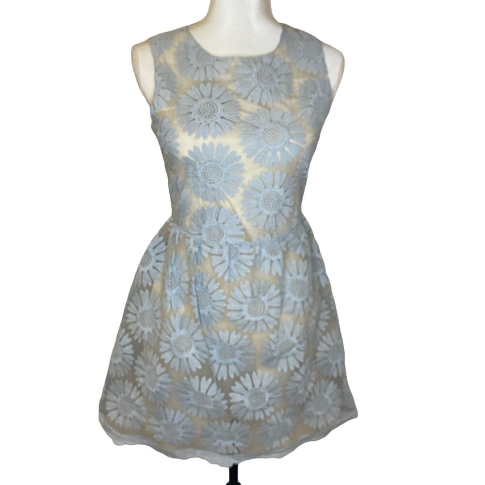 NWT Ellison Small Embroidered Floral Overlay Fit and Flare Dress New with Tags